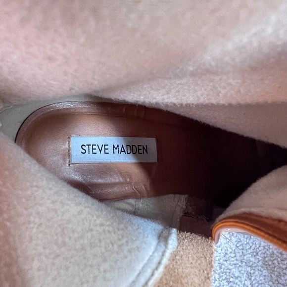 Vintage Y2K Steve Madden Leather Tan Chunky Heel Boots Bratz 10 - Picture 6 of 6